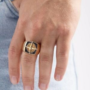 Mens Gold and Black Men's Ring